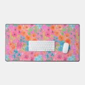 Floral waterverf in roze bureaumat (Keyboard & Muis)