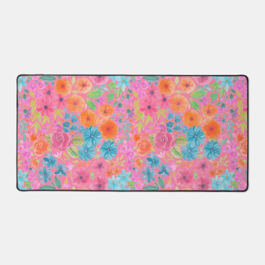 Floral waterverf in roze bureaumat (Voorkant)