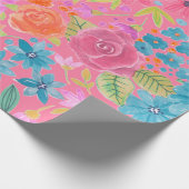 Floral waterverf in roze cadeaupapier (Hoek)