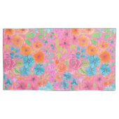 Floral waterverf in roze kussensloop (Voorkant-Links)