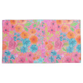 Floral waterverf in roze kussensloop (Voorkant-Rechts)