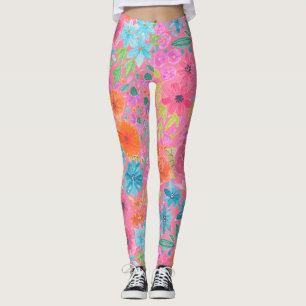 Floral waterverf in roze leggings