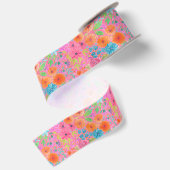 Floral waterverf in roze satijnen lint (Achterkant)