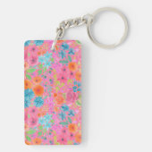 Floral waterverf in roze sleutelhanger (achterkant)