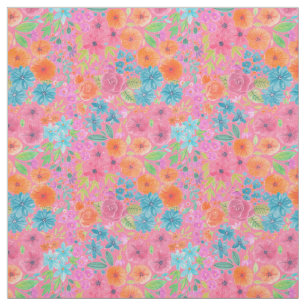 Floral waterverf in roze stof