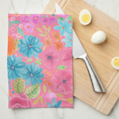 Floral waterverf in roze theedoek (Quarter Fold)