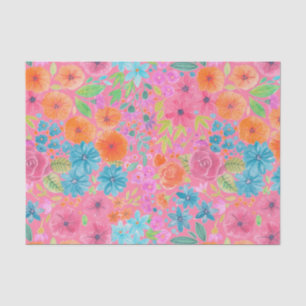Floral waterverf in roze tissuepapier