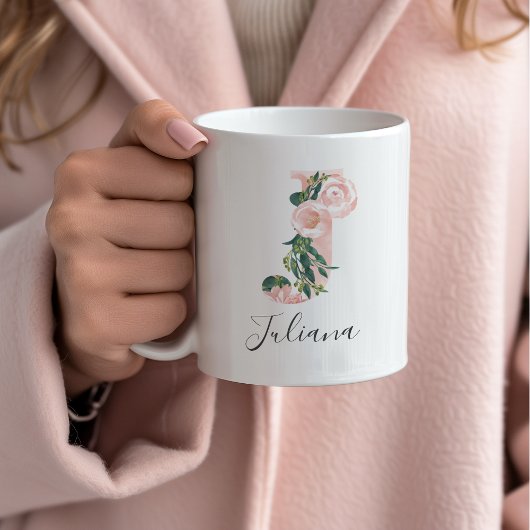 Floral Waterverf Initiaal Mok - J