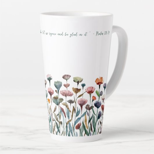 Floral Waterverf Inspirerend Quote Schrift Latte Mok (Rechterhoek)