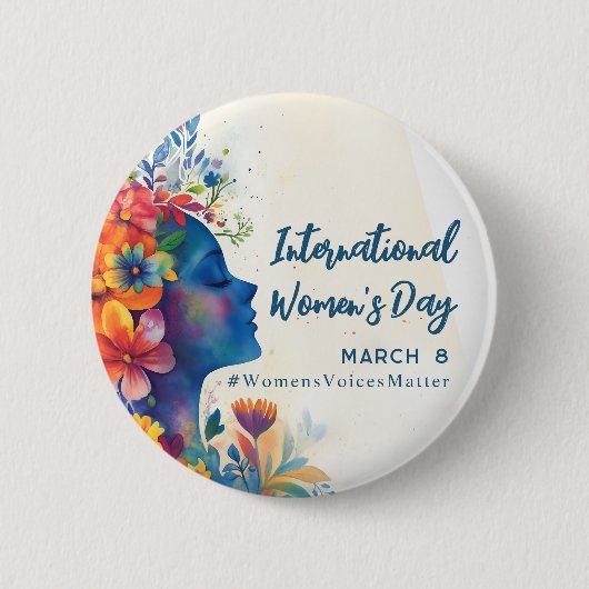 Floral Waterverf Internationale Vrouwendag Ronde Button 5,7 Cm (Voorkant)