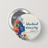 Floral Waterverf Internationale Vrouwendag Ronde Button 5,7 Cm (Voorkant /achterkant)
