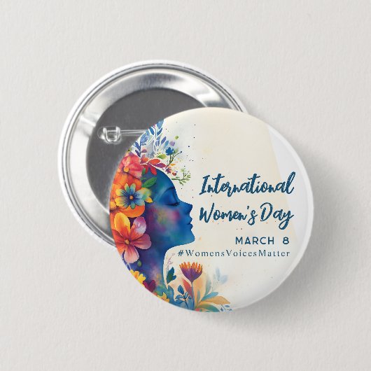 Floral Waterverf Internationale Vrouwendag Ronde Button 5,7 Cm (Voorkant /achterkant)