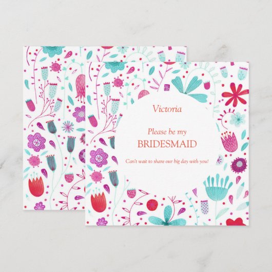 Floral Waterverf is mijn Bridesmaid Kaart (Voorkant / Achterkant)
