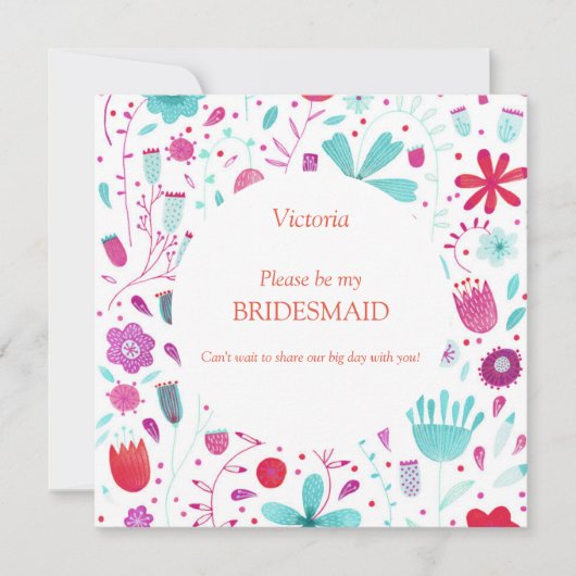 Floral Waterverf is mijn Bridesmaid Kaart (Voorkant)