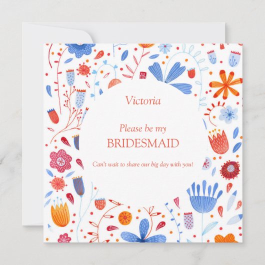 Floral Waterverf is mijn Bridesmaid Kaart (Voorkant)