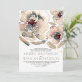 Floral Waterverf Ivory Cream Fall Wedding Kaart (Staand voorkant)