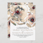 Floral Waterverf Ivory Cream Fall Wedding Kaart (Voorkant / Achterkant)