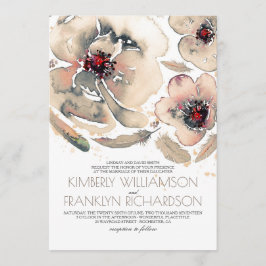  Floral Waterverf Ivory Cream Fall Wedding Kaart