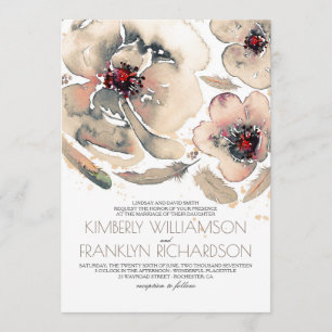  Floral Waterverf Ivory Cream Fall Wedding Kaart