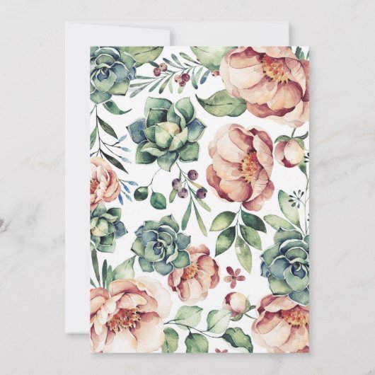 Floral Waterverf Ivory Herfst Engagement Party Kaart (Achterkant)