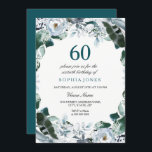 Floral Waterverf Jade Green 60th Birthday Invite Kaart<br><div class="desc">Jade Green waterverf Floral 70th Birthday Noite Matching collectie in Niche and Nest store. elegant beschilderd botanisch floraal ontwerp van de waterverf.</div>
