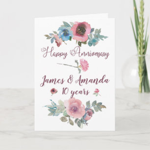 Floral Waterverf Jubileum Card Kaart
