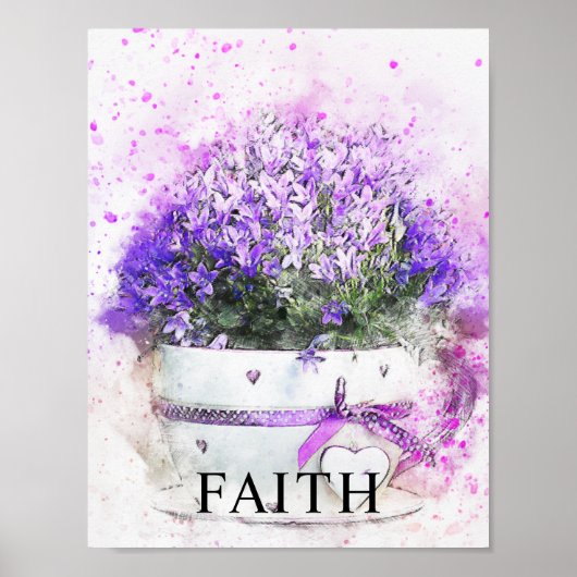 Floral Waterverf Kantoor Decor Matte Poster (Voorkant)