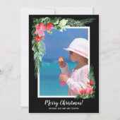 Floral Waterverf kerstfoto Feestdagenkaart (Voorkant)