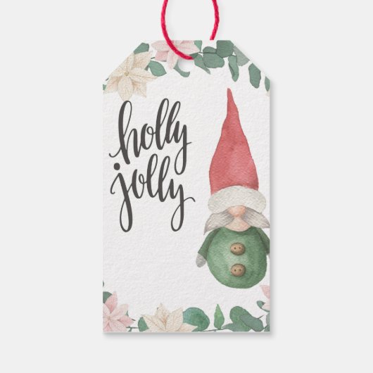 Floral waterverf kerstmis Genome Gift Labels Cadeaulabel (Achterkant)