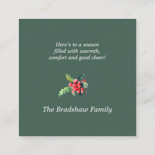 Floral Waterverf Kerstmis Vierkante Visitekaartje (Achterkant)