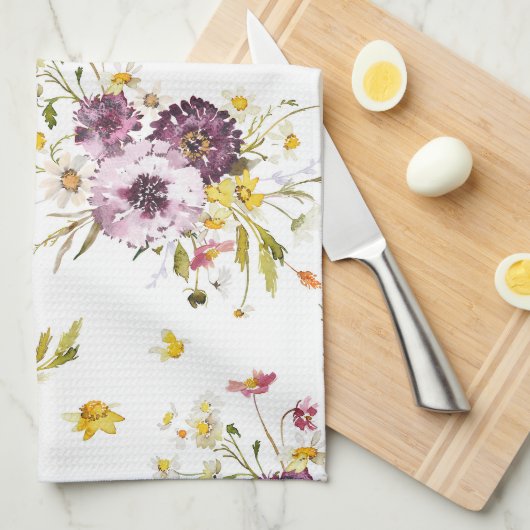 Floral Waterverf Kitchen Towel Theedoek (Quarter Fold)