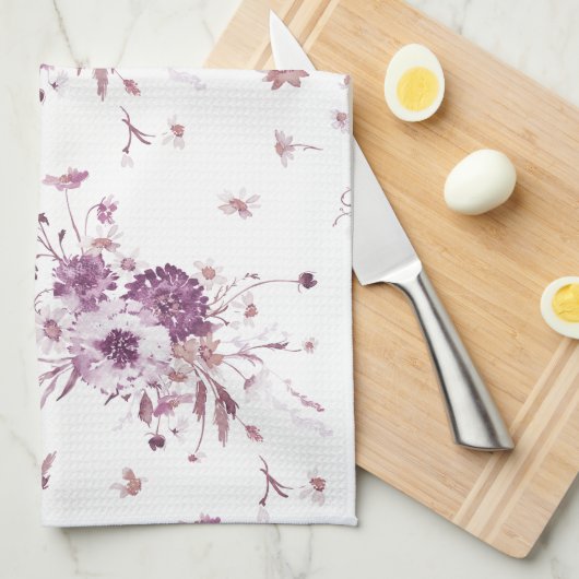Floral Waterverf Kitchen Towel Theedoek (Quarter Fold)