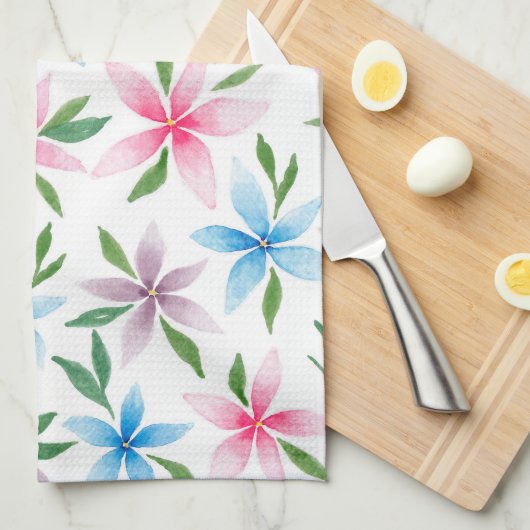 Floral Waterverf Kitchen Towel Theedoek (Quarter Fold)