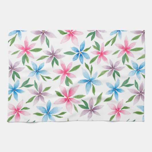 Floral Waterverf Kitchen Towel Theedoek (Horizontaal)