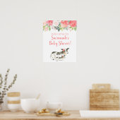 Floral Waterverf Koe Girl Baby shower Sign Poster (Keuken)