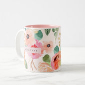Floral Waterverf Koffie Mok Porcelain Tea Cup (Voorkant links)