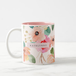 Floral Waterverf Koffie Mok Porcelain Tea Cup