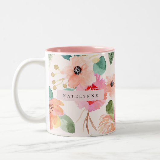 Floral Waterverf Koffie Mok Porcelain Tea Cup (Links)
