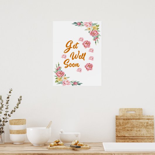 Floral Waterverf krijgt snel Poster (Keuken)