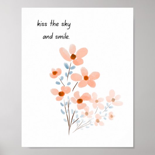 Floral Waterverf kunst met citaat Poster (Voorkant)