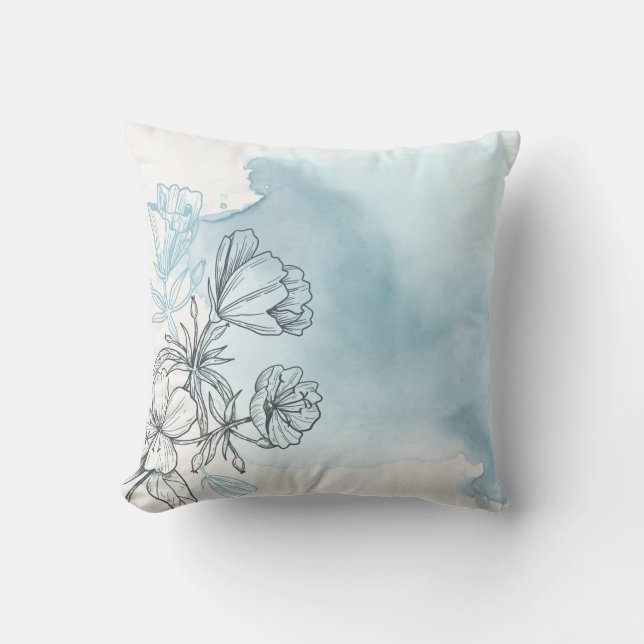 Floral-Waterverf Kussen (Voorkant)