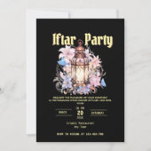 Floral Waterverf Lantaarn Iftar Diner Uitnodiging (Voorkant)