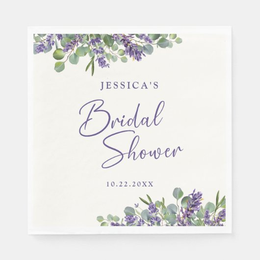 Floral Waterverf Lavender & Eucalyptus Servet (Voorkant)