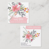 Floral waterverf make-up haarscript roze vierkant vierkante visitekaartje (Voorkant / Achterkant)