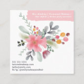 Floral waterverf make-up haarscript roze vierkant vierkante visitekaartje (Achterkant)