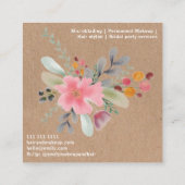 Floral waterverf make-up script kraft vierkante visitekaartje (Achterkant)