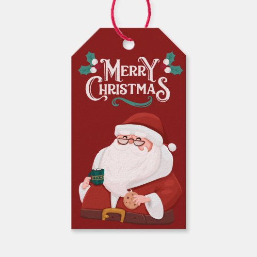 Floral Waterverf Merry kerstkerstkerstcadeauLabels Cadeaulabel (Voorkant)