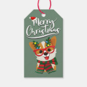 Floral Waterverf Merry Kerstmis Labels Cadeaulabel (Voorkant)