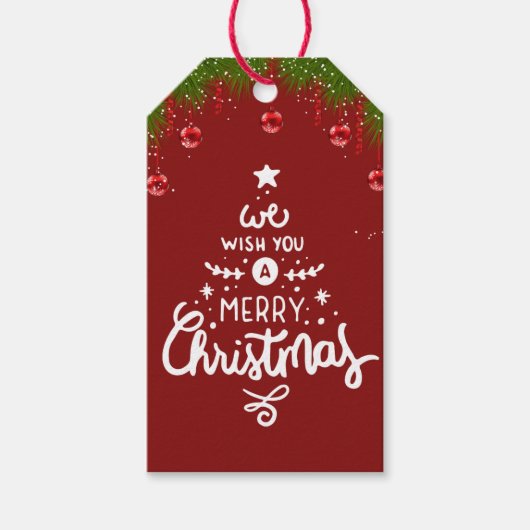 Floral Waterverf Merry Kerstmis snoep Gift Labels Cadeaulabel (Voorkant)