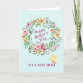 Floral Waterverf met eerste Moederdag Kaart (Voorkant)